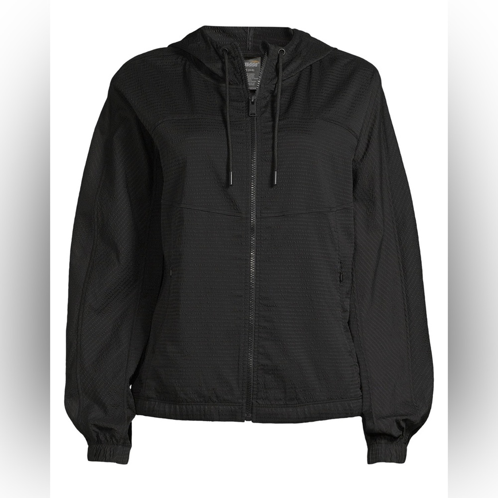 Avia Women’s XXL Black Lightweight Hooded Windbreaker Jacket Zip Up Tennis Court
